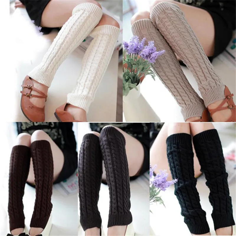 

Fashion Women soft and comfortable Winter Warm Leg Warmers Knitted Crochet Long Socks Calcetines de invierno Y50C