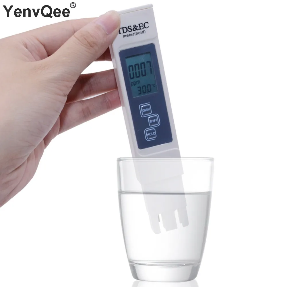 TDS EC Meter Temperature Tester Filter Pen 3 In1 Conductivity Water Quality Measurement TEMP TDS&EC Tester Meter 0-9990ppm 15% (8)