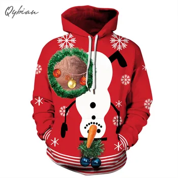 

Christmas Snowman Funny Red 3d Hoodie Men/women Street Wear Suit Long Sleeves 2019 Hot Fashion 3d Hoodies Sweatshirts Clothes