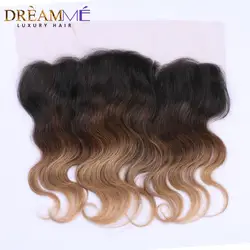 Dreamime волосы с эффектом деграде (переход от Кружева Фронтальная Бразильский Реми человеческие волосы 13x4 закрытие с детскими волосами в Цвет