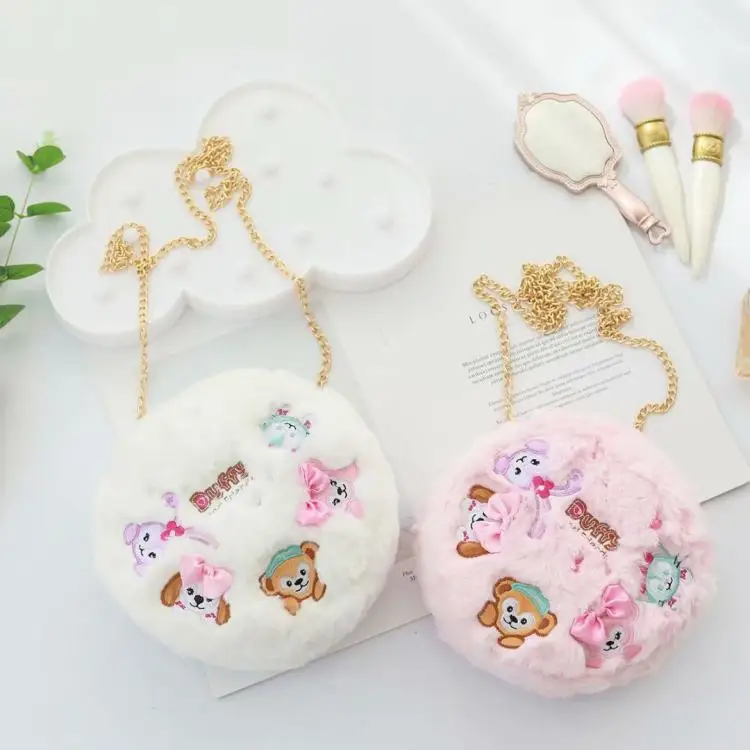 

Cartoon Plush Toy Duffy Friends Bear Rabbit Chain Round Crossbody Bag Girl Birthday Christmas Gift #1087