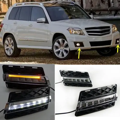 

Free shipping 2x LED Daytime Running Light DRL Yellow Signal For Mercedes-Benz GLK 2008-2012