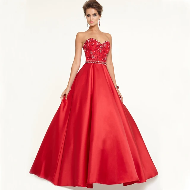 Bf3003 Rhinestones Princess Evening Party Dresses Elegant Satin Red Bf3003 Rhinestones Princess Evening Party Dresses Elegant Satin Red Black Wedding Dress Sweetheart Long