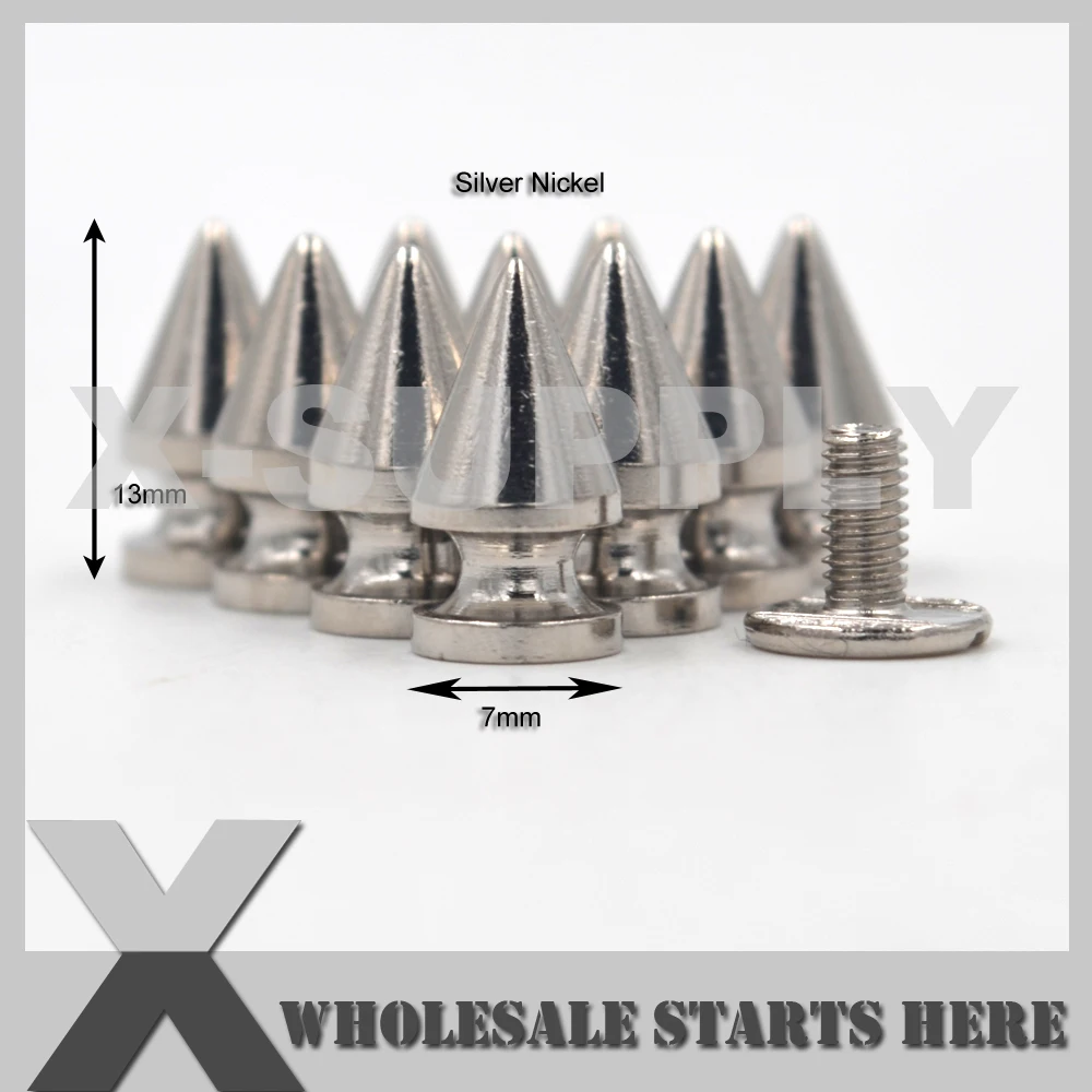

(7x13mm) Metal Silver Screw Back Tree Spike Stud/Brass Material,used for Leather Craft,Jeans,Hats,Shoes,Punk Decoration