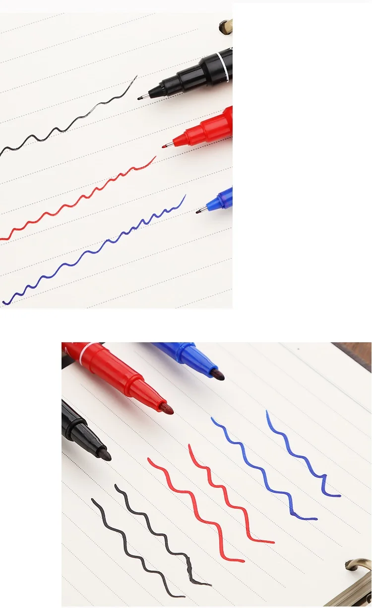 3 Color Double Head Tip Colored Big Marker Pen,Fast Dry Permanent Sign  Marker,2/6mm For School Office Drawing Hook Line Marking