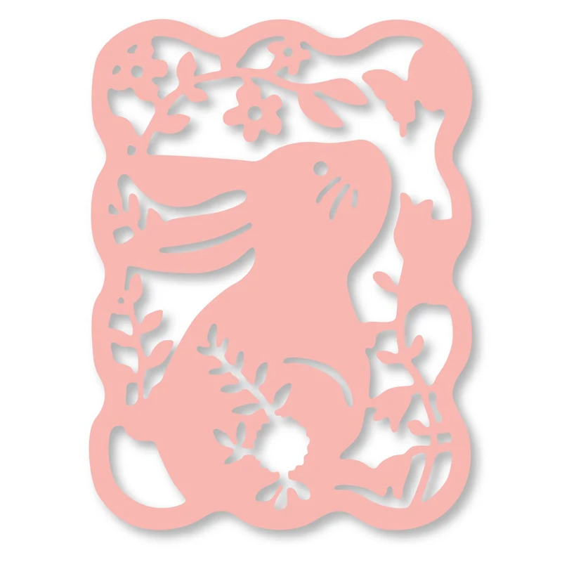 

Ufurty Handcraft Metal Cutting Dies Flower Rabbit Frame Embossing Die Stencil for DIY Scrapbooking Album Card Decorative