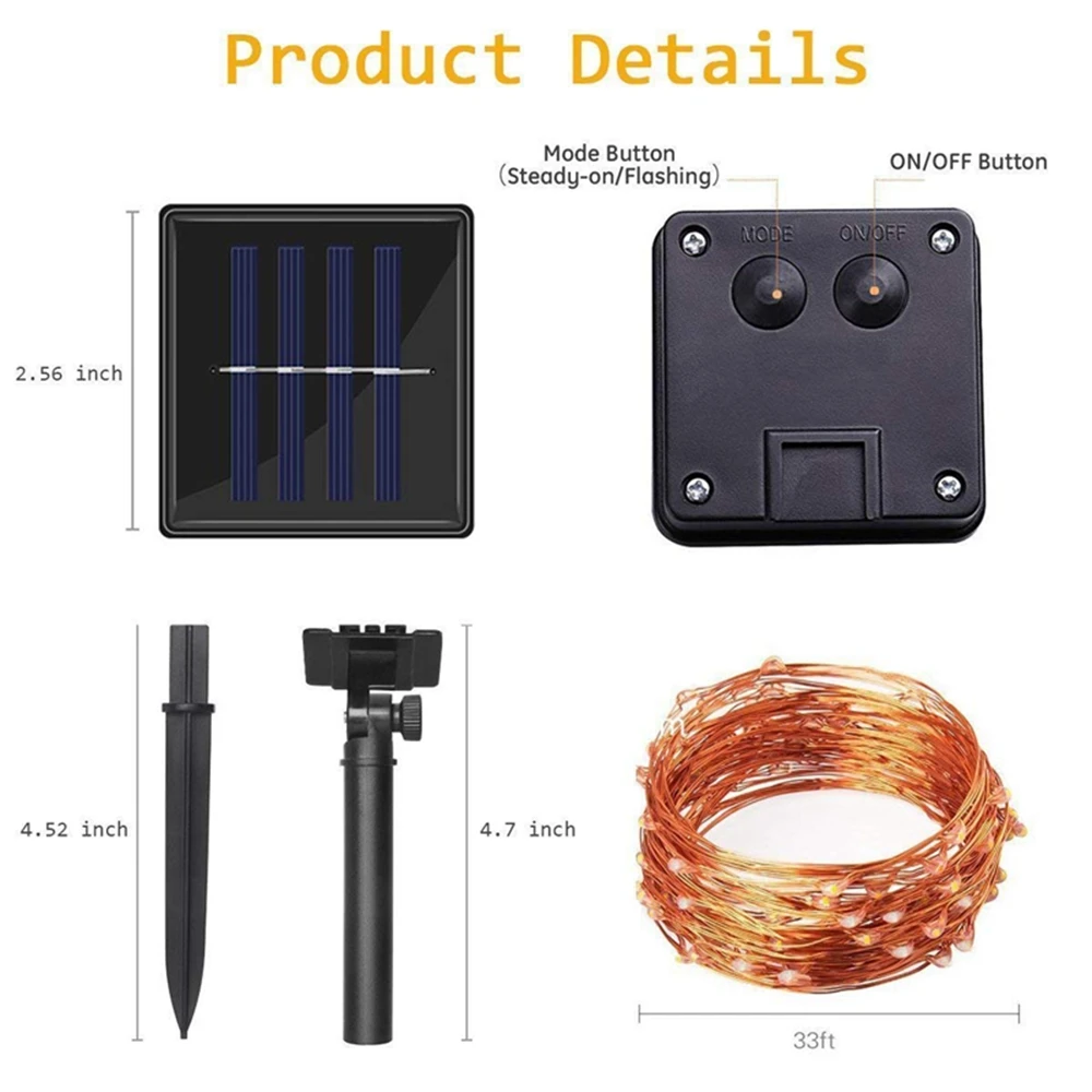 Светодиодный светильник на солнечной батарее для улицы, гирлянды, 100/200 светодиодный, s, сказочный, праздничный, для рождественской вечеринки, гирлянда, солнечный, для сада, водонепроницаемый, 10 м