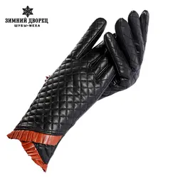 Дамы кожаные перчатки, Хлопок подкладка, Натуральная Кожа, натуральная кожа перчатки женские, зимние женские перчатки, женщины зимние