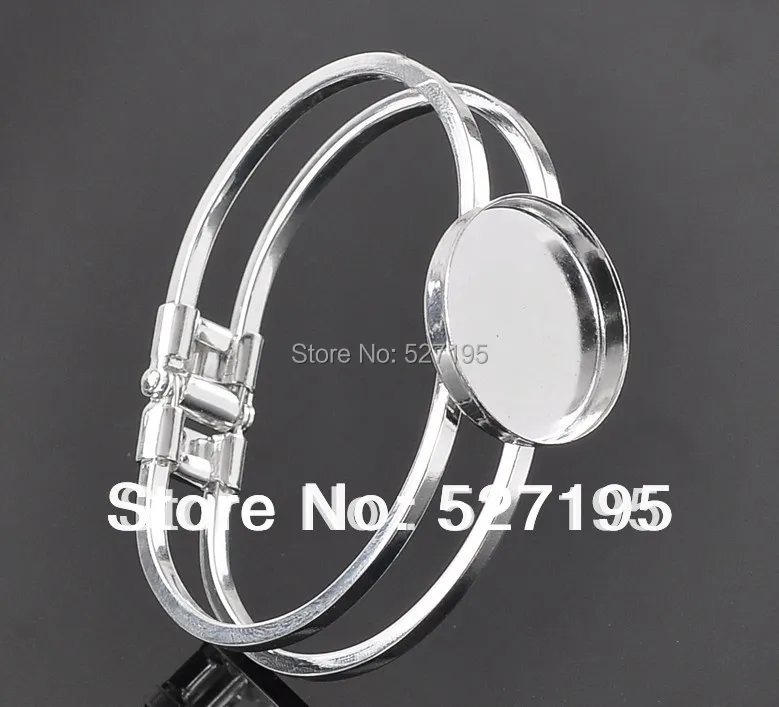 

Free shipping, sterling silver 25mmRound Bangle Bracelet Blank Base Tray Bezel Cabochon Setting