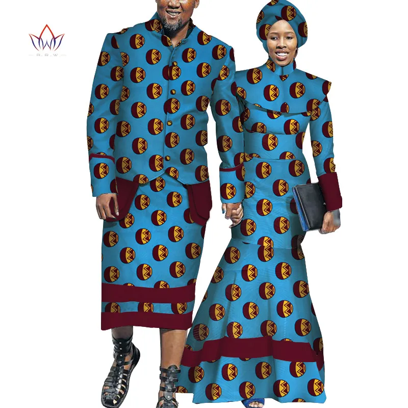 Африканская винтажная парная одежда африканские платья для женщин Базен Riche Длинные вечерние платья африканские мужские пальто и юбки WYQ161