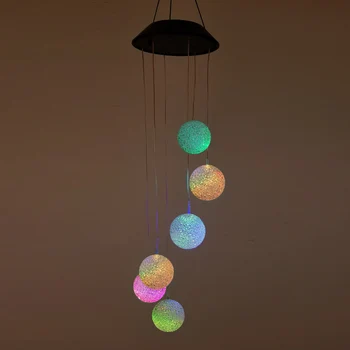 

Novelty 6 Leds Solar Wind Chimes Multicolor Ball Hanging Home Decoration Wind Chimes Bell Lamp For Window Party Garden Window