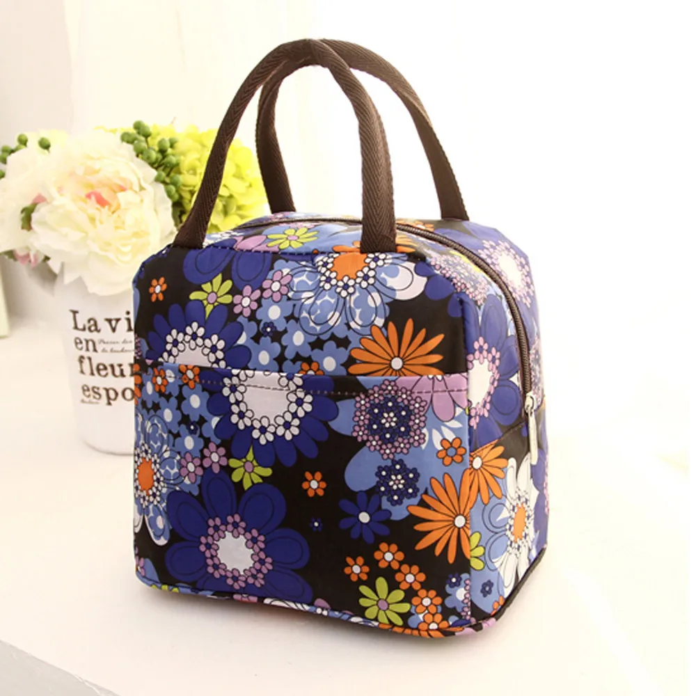 Портативная сумка для обеда, женские сумки, Студенческая сумка для пикника, сумка для еды, водонепроницаемая сумка, сумка с цветочным дизайном, аксессуары