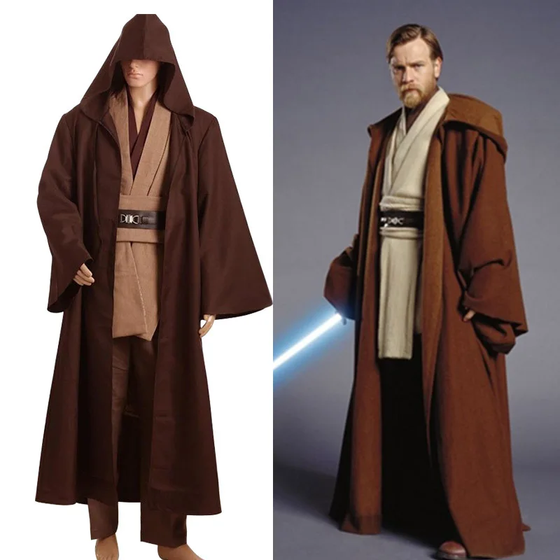 

Free PP! Star Wars Jedi Knight Costume Adult Men's Obi-Wan Kenobi Fighting Suits Costume Halloween cosplay costume