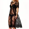 Lace Dress Casual Long Black Short Sleeve Vestidos o-neck See Through Beach Wear Sexy Women Dress Clothing loose beach dress ► Photo 2/6