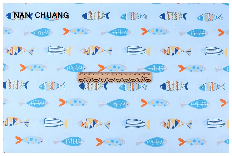 Nanchuang 5 шт./лот рыбы серии хлопчатобумажной ткани Лоскутная Ткань для собственноручных изделий Рукоделие материалы для младенцев и детей 20x25 см