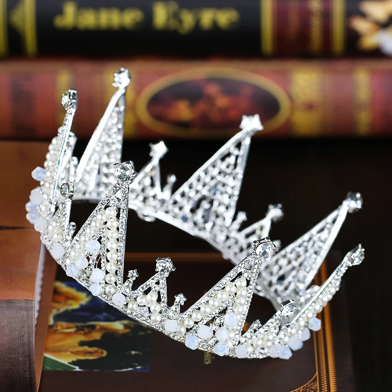Диадемы и короны роскошный жемчуг принцесса Pageant обручение свадебные аксессуары для волос Свадебные украшения Блестящий Кристалл