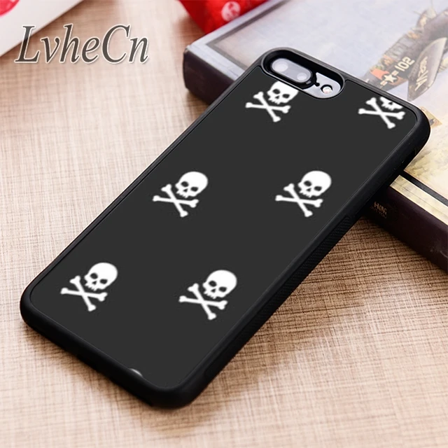 Чехол для телефона LvheCn с черепами и перекрестными косточками iPhone 5 6 6s 7 8 plus X XR XS max