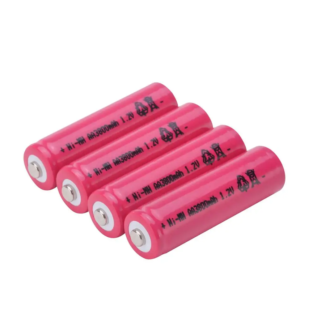 GTF 4 шт./лот для AA 1,2 V 3800mAh Ni-MH Аккумуляторная батарея для игрушек камера Микрофон аккумуляторы ячейка - Цвет: RED