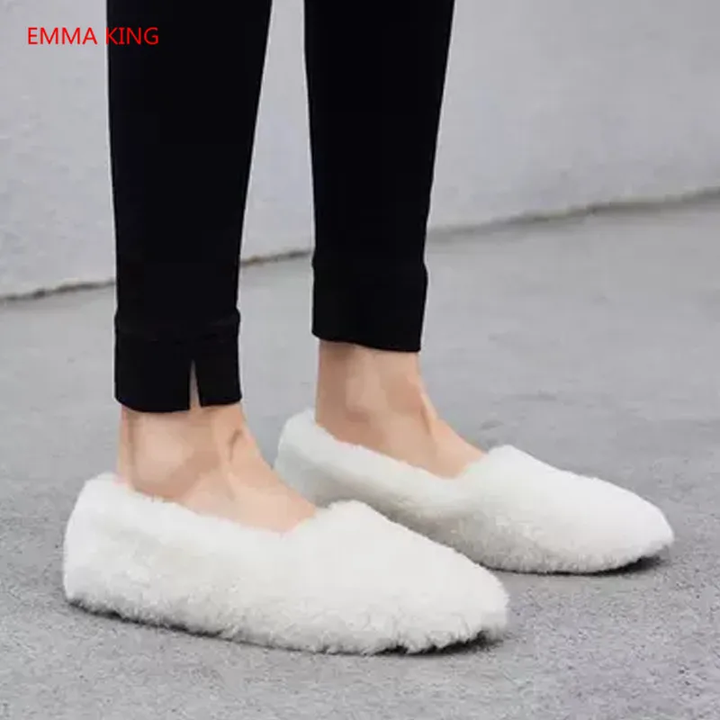 

Wool Women Slippers Winter Fur Shoes Short Plush Warm Soft Cotton Snow Shoes 2018 New Fashion Indoor Outdoor Home Slippers Flats