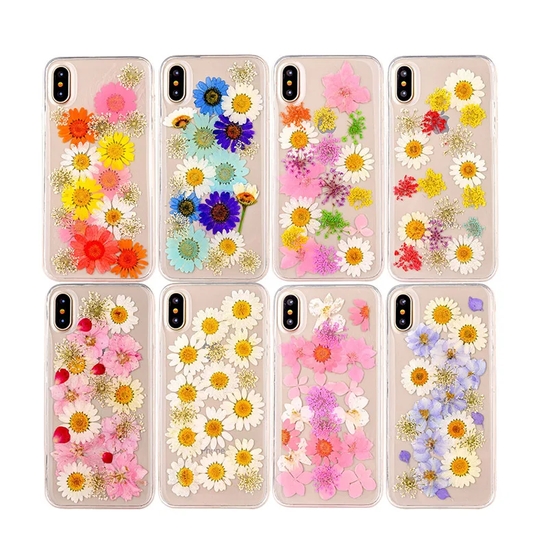 NEW Ultra Slim Clear Phone Case For iphone X Case Fashion Real Dried