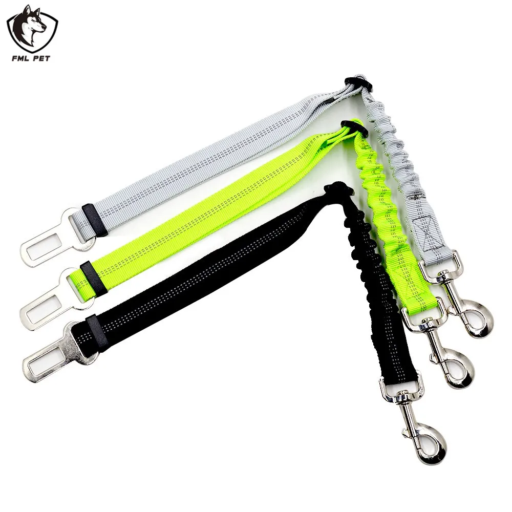 

FML Pet Leash Reflective Safety Seat Belt for Dog Adjustable Pet Vehicle Seatbelt Nylon Dog Leash Traveling Elastic Bungee Strap