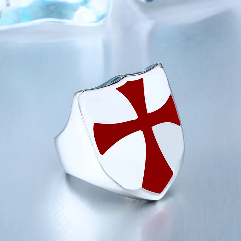 BEIER New arrive Stainless Steel Knights Templar Ring With Red Cross for men jewelry for man Gift drop shipping BR8-466