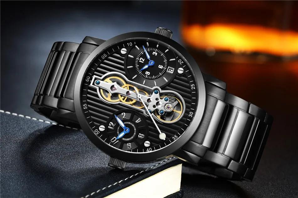 New GUANQIN Creative Men Watch Skeleton Automatic Mechanical Watches Date Luminous Shock Resistant Waterproof Wristwatches Clock (2)