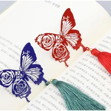 1 шт. Бабочка Мечта классический кисточкой Китайский стильный металлический закладки Бабочка Роза нержавеющая сталь отправляет одноклассники подарки