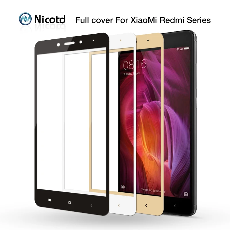 Закаленное стекло Nicotd для Xiaomi Redmi 4X полноэкранная Защитная пленка Xiomi redmi Note 5 pro 6A 6