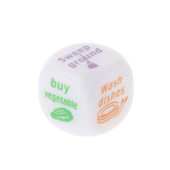 

20mm White Acrylic Family Dice Housework Allocation Wash Clothes Cooking Couple Game