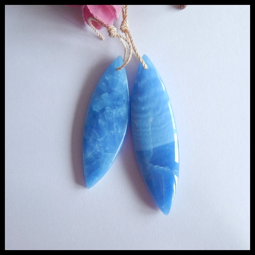 

2pcs Blue Jasper fashion pendant Beads,Semi-precious stones jewelry accessories,50x4x5mm,42x3x4mm,8.3g
