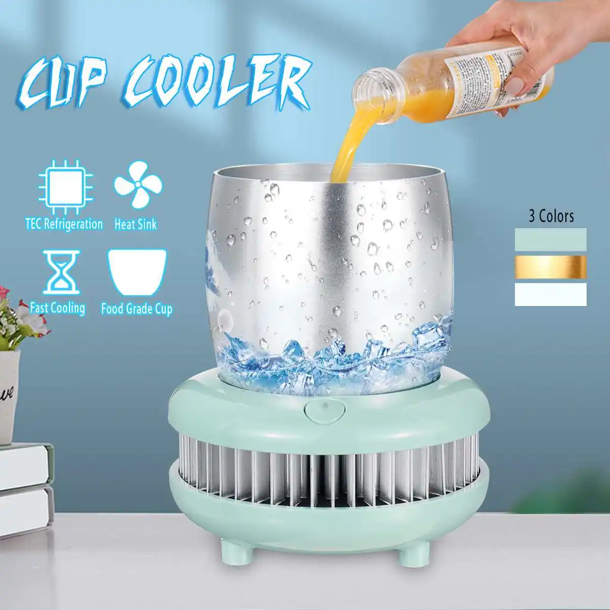 

Auto Home Mini Fridge Cooling Cup Refrigerator 380ml DC12V Cooler Drink Holder Freezer Aluminium Non-slip Pad Non-slip Portable