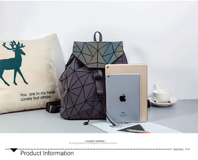 Светящийся женский рюкзак Mochila Feminina, Геометрическая посылка, складные сумки с блестками, школьные сумки для девочек-подростков