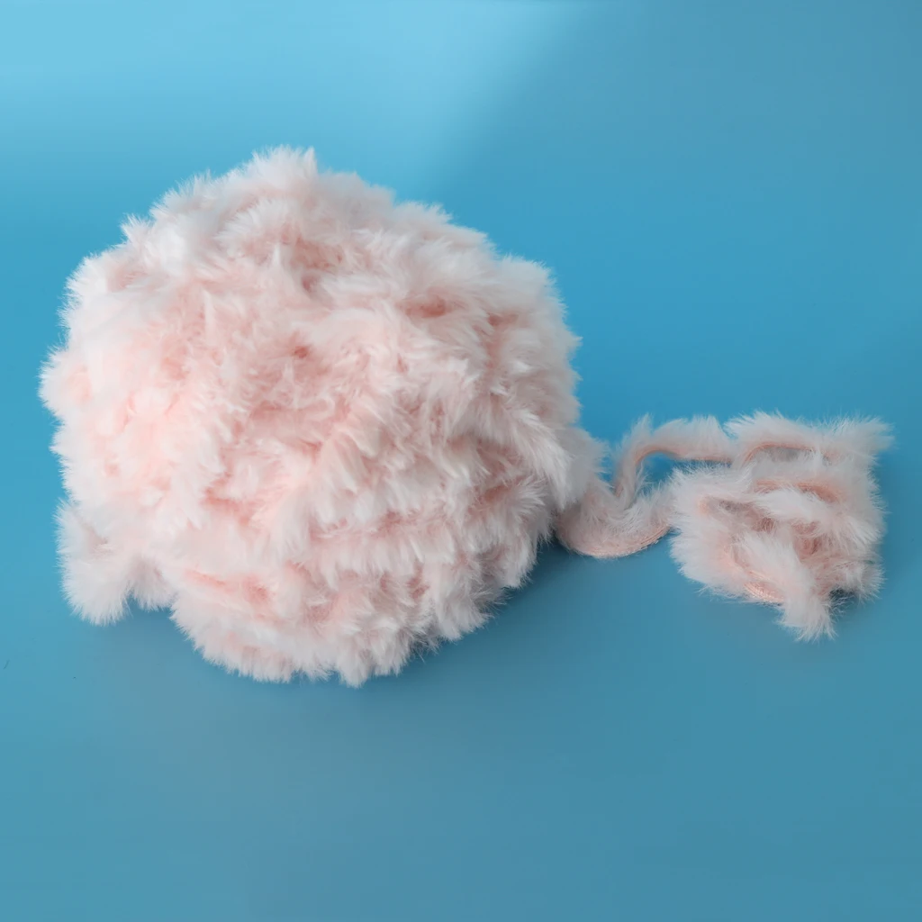 3 Pieces 32 Meters Soft Hand Knitting Artificial Fur Yarn Warm Baby Yarn 14mm Wide for Shawls Scarves Caps