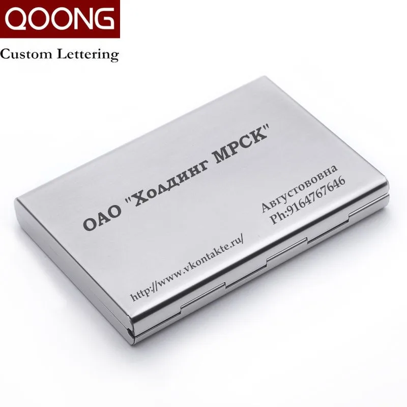 QOONG Custom Lettering Stainless Steel RFID Blocking Business Men Women Credit ID Card Holder Metal Card Case Travel Card Wallet QOONG Custom Lettering Stainless Steel RFID Blocking Business Men Women Credit ID Card Holder Metal Card Case Travel Card Wallet