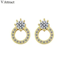 V привлекают Роскошные ювелирные изделия геометрический круг Серьги цвета: золотистый, серебристый простой cz круглые серьги свадебные подарок