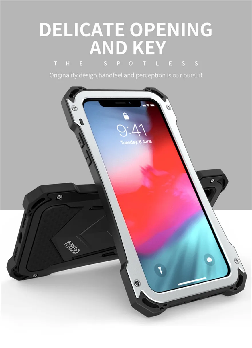 New Heavy Duty Case for iPhone XS Max Doom Armor Metal Case for iPhone XS Original R-just Shockproof Cover For iPhone X XR (11)