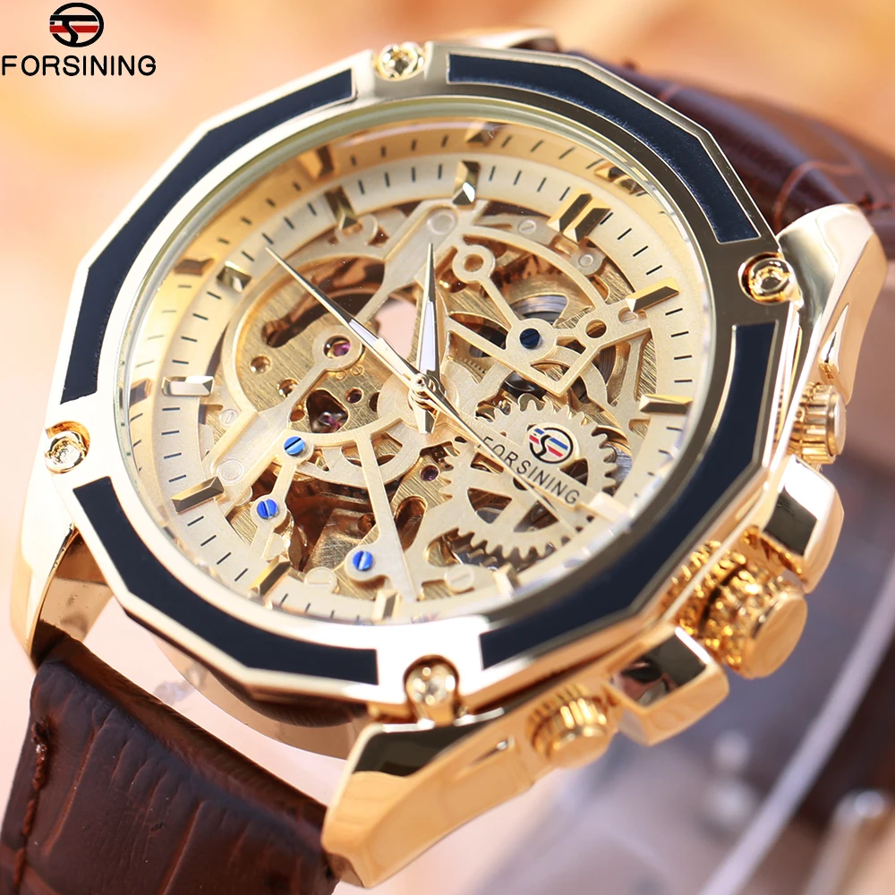 Forsining Luxury Open Work Series Transparent Case Self Winding Watches