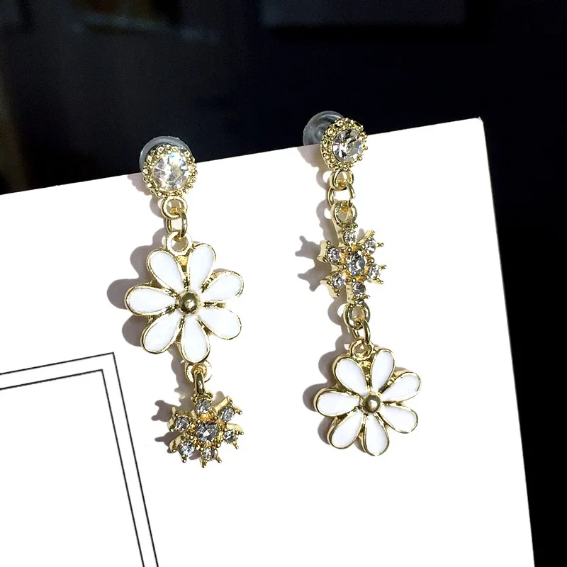 Серебряные висячие серьги с булавками Цветочный Циркон женские модные ювелирные