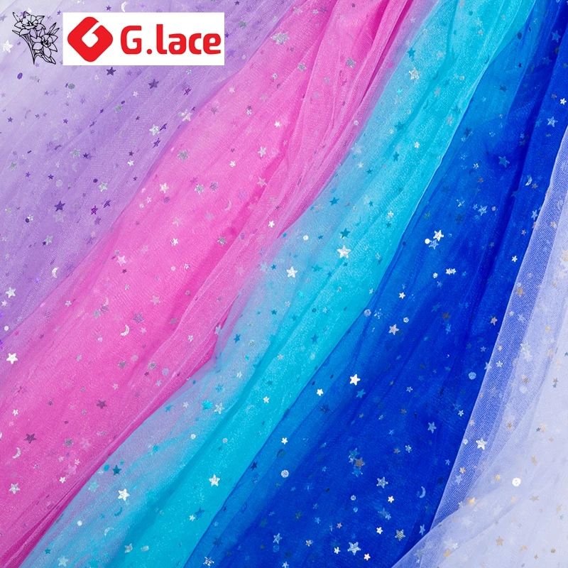 

GLace 3M/Lot 12colors Star Pattern Mesh Fabirc Net Fabric for Background Cloth Nail Photo Veil Mesh ClothTX544