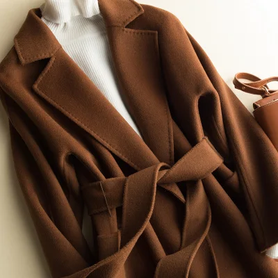 Kmeram осеннее и зимнее модное женское Шерстяное Пальто шерстяное пальто с отложным воротником свободное стильное манто Femme Hiver HH512 - Цвет: caramel