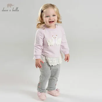 

DB10517 dave bella spring baby girl fashion clothing sets girls lovely long sleeve suits children print clothes