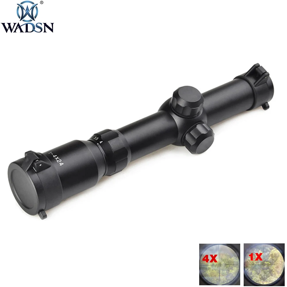 

WADSN Hunting Riflescope Magnification 1-4x24 Shooting Tactical Sighting Scope Airsoft Gun Sight with Ring Mount AO3039