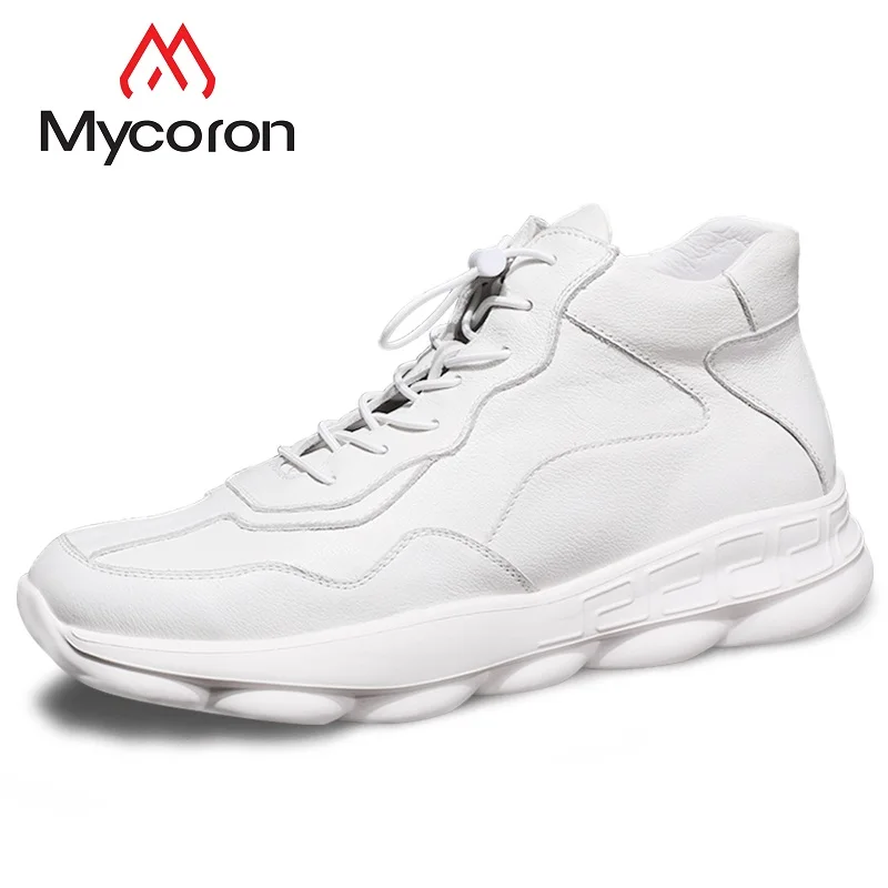 

MYCORON High Shoes Men Leather White Boots Luxury Product Gaobang Shoes Men Shoes 2019 Autumn And Winter Sapatos Masculino