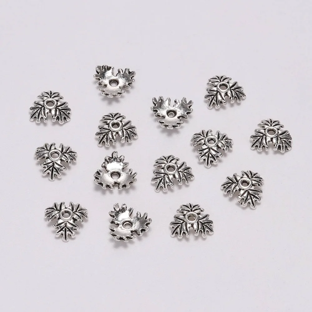 

50pcs Clovers 10mmTibetan Antique Silver Bead End Caps Receptacle Flower Torus Diy Spaced Apart Jewelry Findings Accessories