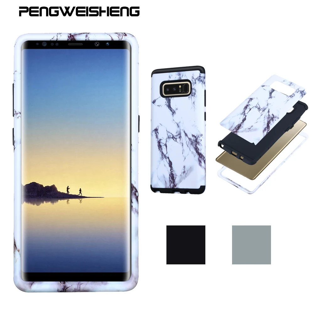 PENGWEISHENG For samsung note8 Marble PC + Silicone Anti Shock Impact Tough Armor Case  Cover Hard Cases