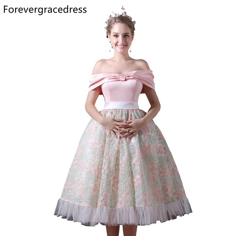 Forevergracedress реальные фотографии Кружево коктейльное платье пикантные с открытыми плечами Чай Длина Короткие Homecoming партии платье плюс