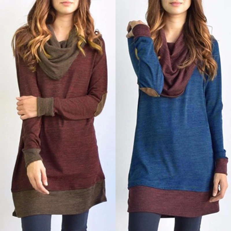New Women's Long Sleeve Pullover Ladies Cowl Neck Casual Tops T-shirt Jumper Blouse Casual Spring Autumn Blouse Shirts Thin