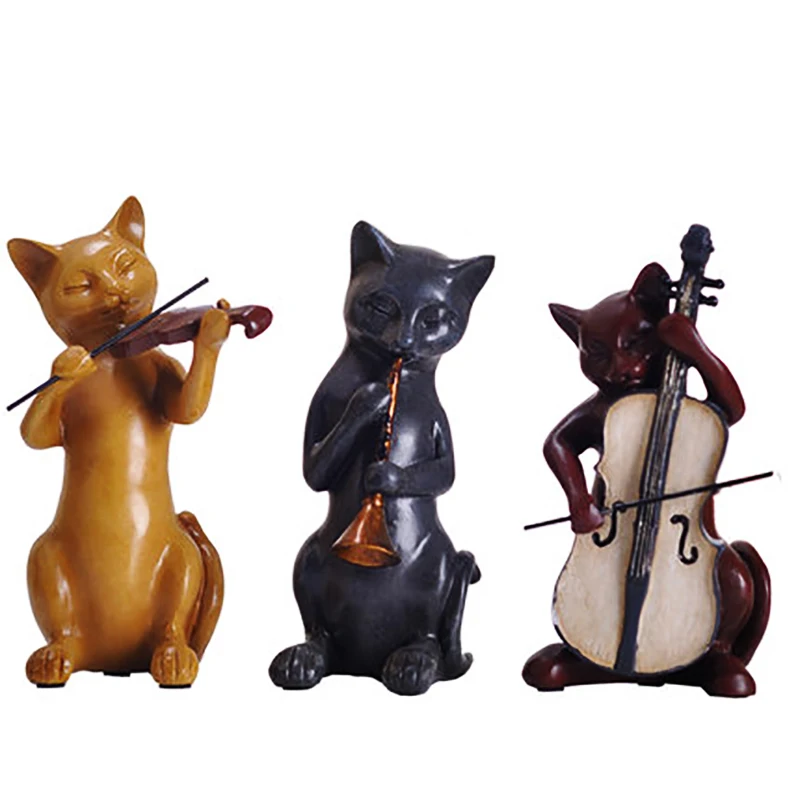 

European Resin Cat Statue Crafts Animal Ornament Home Decoration Accessories Figurines Home Living Room Decor Wedding Gift