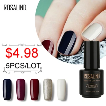 

ROSALIND 7 ML 5PCS/Lot 60 Different Colors to choose UV Gel Nail Polish Vernis Semi Permanent UV Gel Nail Lacquer Set